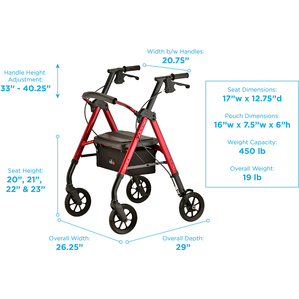 STAR 8 DX HD ROLLATOR RED
